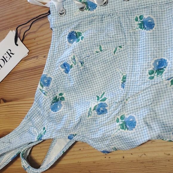 Delicate blue flower pattern lace up corset small - Picture 4 of 6